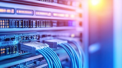 Poster - Industrial Data Center Network Equipment in Soft Light
