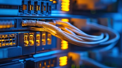 Poster - Industrial Tech Room with Glowing Fiber Optics