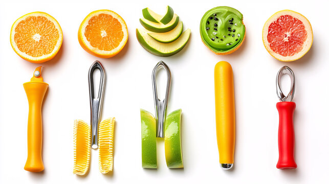 Fruit Peelers Set for Easy Peeling - Isolated on White Background