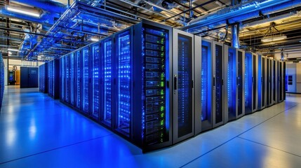 Poster - Modern Data Center with Server Racks and Cooling Systems