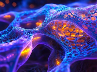 Fototapete - Abstract representation of biological structures with vibrant colors and intricate patterns.
