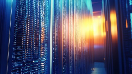 Poster - Modern Server Room with Digital Chains and Diffused Light