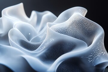 Poster - Abstract, translucent waves with intricate patterns and textures.