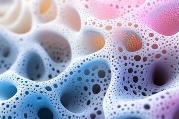 Aufkleber - Abstract close-up of porous, textured surface with colorful gradients.
