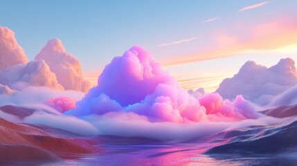 Poster - Soft Ambient Digital Graphics in Layered Cloud Setting