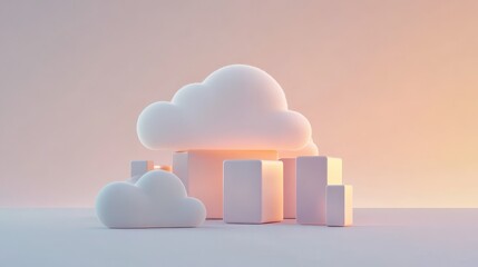 Poster - Soft Light Minimalist Cloud Storage Animation