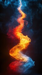 Poster - A swirling blend of vibrant blue and orange smoke against a dark background, creating a dynamic effect.