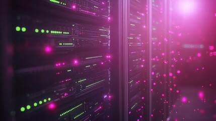 Poster - Vibrant Tech Data Center with Soft Light Effects