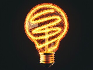 Poster - Light bulb filament glowing with creative energy on dark background