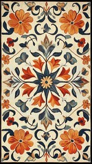 Poster - A decorative floral pattern featuring vibrant flowers and intricate designs.