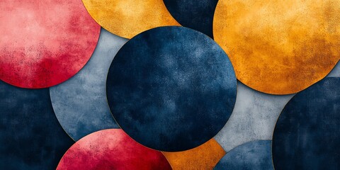 Poster - Abstract composition of colorful circular shapes on a textured background.