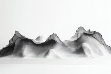 Poster - A monochromatic landscape sculpture resembling mountains, emphasizing form and texture.