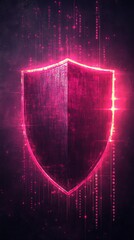 Aufkleber - A glowing pink shield against a dark background, symbolizing protection and security.