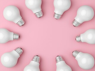 Poster - Light bulbs forming a circle symbolizing teamwork and innovation