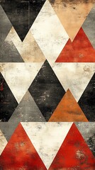 Poster - A textured pattern featuring geometric triangles in various colors and shades.