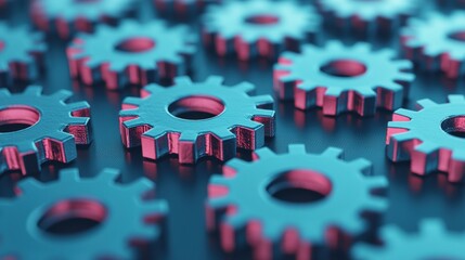 Aufkleber - Gears forming a digital grid symbolizing technology and innovation