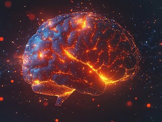 Aufkleber - A glowing brain illustration representing neural activity and creativity.