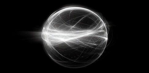 Poster - A glowing sphere with intricate light patterns on a black background, suggesting energy or motion.