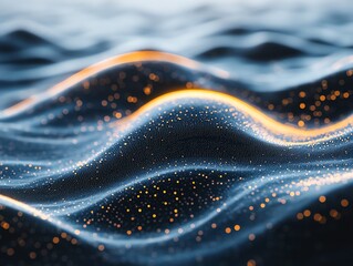 Poster - Abstract waves with glowing particles create a mesmerizing visual effect.