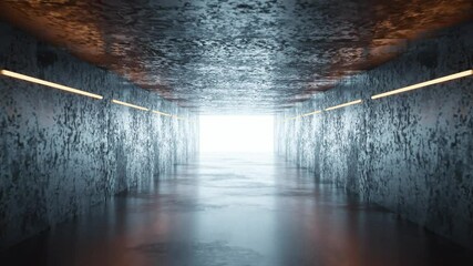 Poster - futuristic corridor with bright light 3d looping render animation