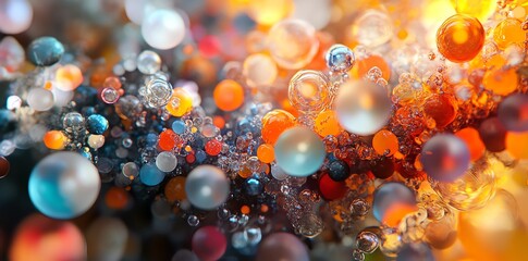 Aufkleber - A vibrant abstract composition of colorful spheres and bubbles creating a dynamic visual effect.