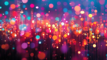 Poster - A vibrant abstract background of colorful bokeh lights creating a festive atmosphere.