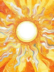 Poster - Bright sun doodle with whimsical rays radiating warmth and positivity in a cheerful design. Generative AI