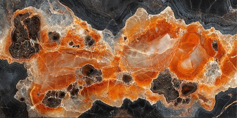 Poster - A close-up view of a vibrant, multicolored agate stone showcasing intricate patterns.