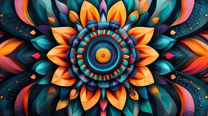 Poster - A vibrant, abstract floral design featuring intricate patterns and bold colors.