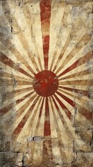 Poster - A weathered mural featuring radiating lines from a central circle, evoking a vintage aesthetic.