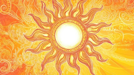 Aufkleber - Bright sun doodle with pancake like rays creating a cheerful atmosphere for a fun day. Generative AI