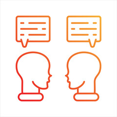 communicate gradient icon with white background vector stock illustration