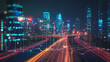 © Teeraphon - Smart Innovation city with connection cyber security network reciprocity over the night cityscape future wireless digital city and social media networking systems that connects people in the city