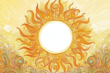 Poster - Bright sun doodle with swirling rays brings warmth and creativity to a sunny day in a whimsical art style. Generative AI