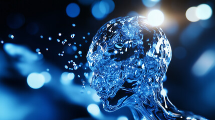 a sleek humanoid robot, its liquid metal form constantly morphing and shimmering, set against a high