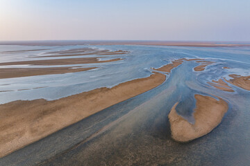 Wall Mural - Lakes in the dry season show the texture of the earth