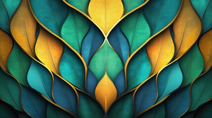 Poster - Enjoy the beauty of overlapping peacock feathers with vibrant colors and ample copy space for your creative messaging. Generative AI