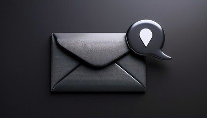 Poster - A sleek black envelope with a speech bubble icon, symbolizing communication or messaging.