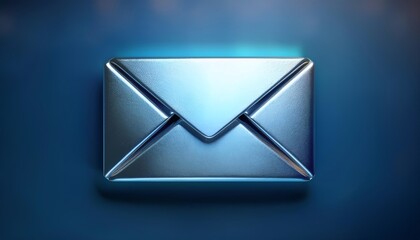 Poster - A sleek, metallic envelope icon set against a blue background, symbolizing digital communication and messaging.