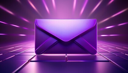 Poster - A vibrant purple envelope stands out against a glowing background, symbolizing digital communication and modern messaging.