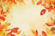 © lashkhidzetim - yellow background with orange leaves on it. The leaves are scattered all over the background. The background is empty and the leaves are the main focus of the image