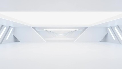 Poster - Futuristic Minimalist Corridor Design 3d looping render animation