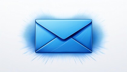 Poster - A vibrant blue envelope icon, symbolizing email communication, set against a light background.
