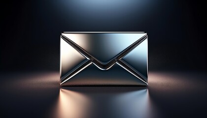 Poster - A sleek metallic envelope shines under dramatic lighting, creating a modern and stylish representation of communication and messaging.
