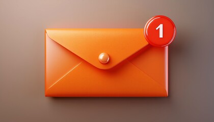 Poster - A vibrant orange envelope with a notification badge, indicating a new message or alert, set against a neutral background.