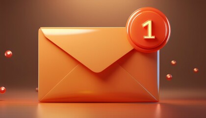 Poster - A vibrant orange envelope with a notification badge indicating one new message, set against a soft background.