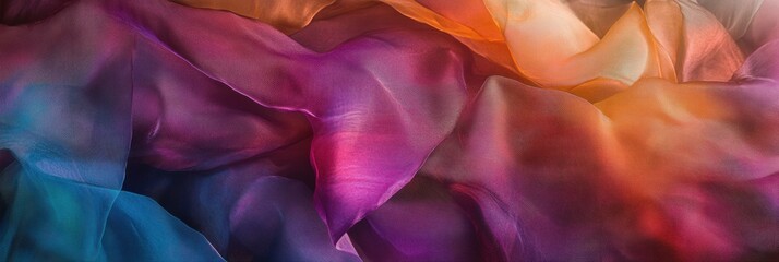 Leinwandbilder - Luxurious silk fabric in vibrant colors with copy space for mock up design and text placement. Generative AI