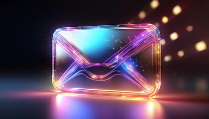 Poster - A vibrant, illuminated envelope icon representing digital communication and messaging, set against a colorful background.