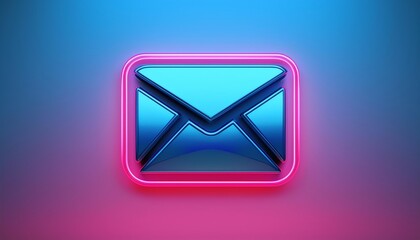 Poster - A modern, neon-styled envelope icon glowing in blue and pink, symbolizing digital communication.