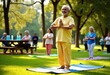 © Reubens Stock Photos - Elderly Indian Man Practicing Yoga in a Tranquil Park Setting
